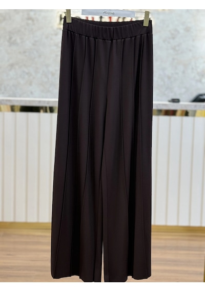 Sentez Sz-5612-k Kahve Renk Liora Geniş Paça Örme Pantolon 2