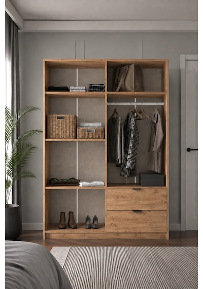 Arden 4 Kapaklı 2 Çekmeceli Gardırop/dolap 128x182x44 Cm Atlas Çam Modern Tasarım Kahverengi Arden 4 Kapaklı 2 Çekmeceli Gardırop/dolap 128x182x44 Cm Atlas Çam Modern Tasarım Kahverengi