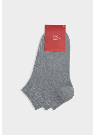 D'S Damat Ds Damat Gri 3'lü Pamuklu Spor Patik Çorap Set 6hc16ortpcst3 301