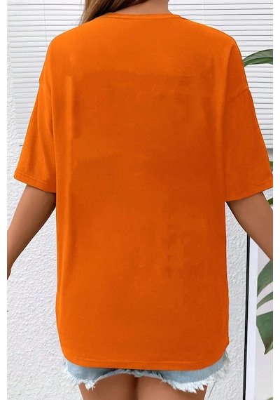 Unisex Butterfly Song Baskılı T-shirt Turuncu