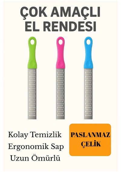 Paslanmaz Çelik Çok Amaçlı El Rendesi Renkli Saplı Pratik Mutfak Rendesi Çelik Diğer