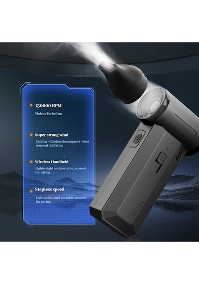 F72 Turbo Jet Fan 130000 Rpm Kablosuz Hava Üfleyici Ve Vakum Usb-c Şarjlı Şiddetli Fan Cihazı