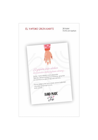 El Yapımı Hand Made Ürün Kartı 7x10 Cm 36 Adet Karton