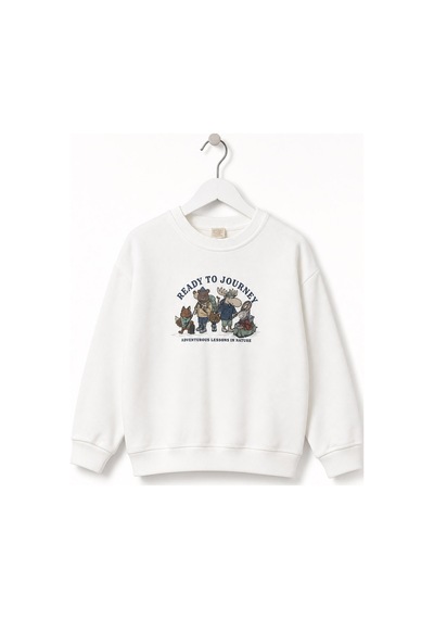 Divonette Erkek Çocuk Hayvan Baskılı Sweatshirt Ekru