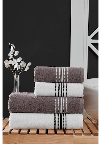 4 Lü Banyo Havlusu Seti Elvin Kahve - 70x140 Kahve