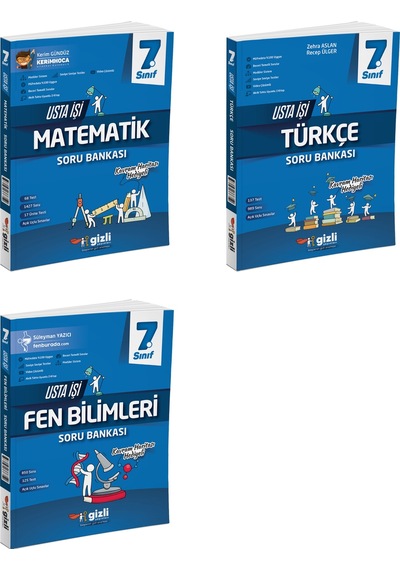 Gizli 2025 7. Sınıf Matematik + Türkçe + Fen Usta İşi Soru + Kavram Haritası Seti 3 Kitap