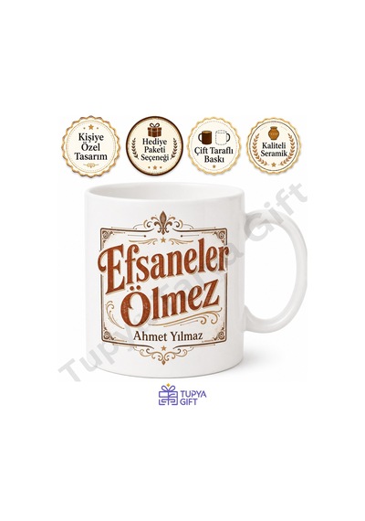 Efsanevi Baba Yazılı Retro Tasarım Kupa Bardak Babalar Günü Hediyesi Beyaz / Çok Renkli