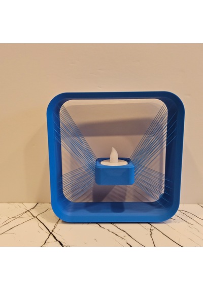 Masa Lambası 3 D Baskı - Kare- Mavi-