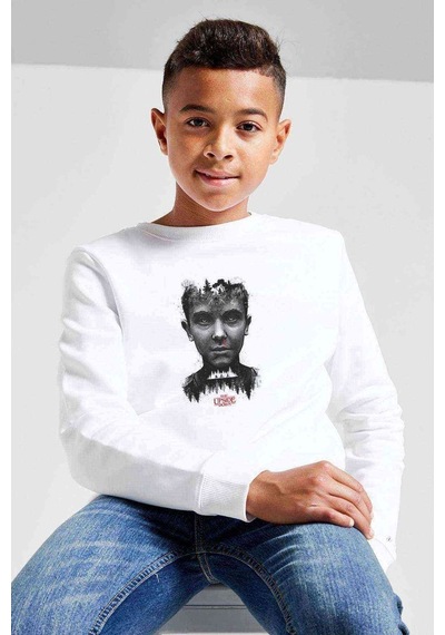 Tshirthane Stranger Things The Upside Down Baskılı Unisex Çocuk Beyaz Sweat (534759668)