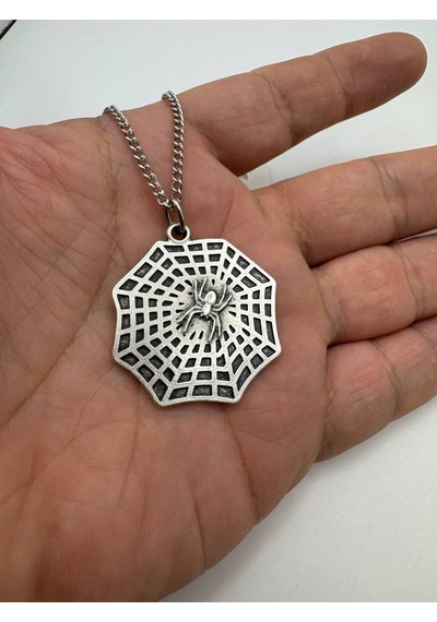 Örümcek Ağı Tasarımlı Unisex Kolye Kader, Koruma Ve Denge Simgesi Çok renkli