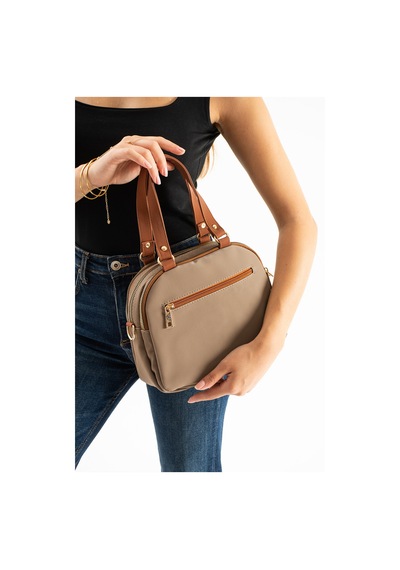 Sanmorris Kadın Suni Deri Ayarlanabilir Çapraz Askılı Smart Casual Omuz Ve El Çantası Vizon