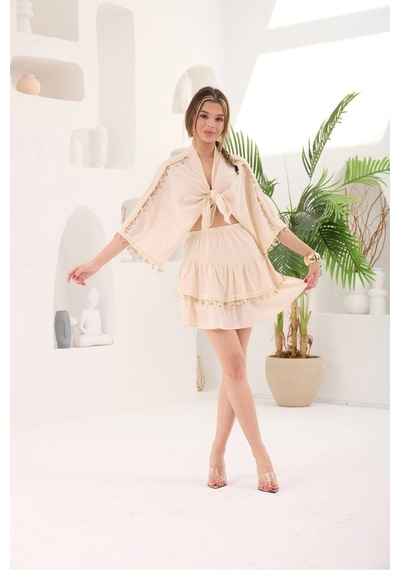 Asprinfashion Deniz Kabuklu Aksesuar Takım Ekru