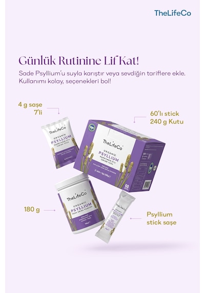 Thelifeco Organik Psyllium Karnıyarık Otu İçecek Tozu 180 G