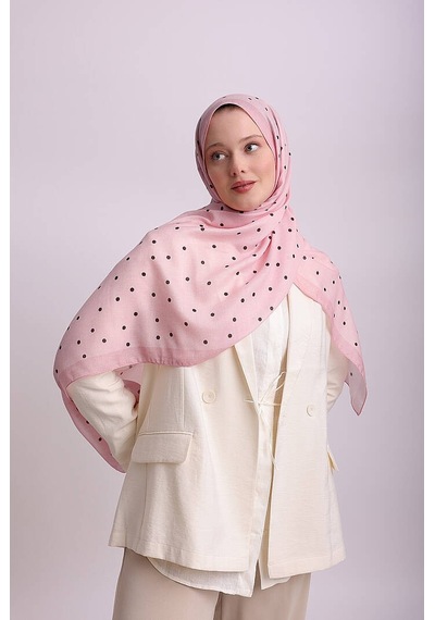 Ayshara Puan Desenli Tek Taraflı Şal - Pembe