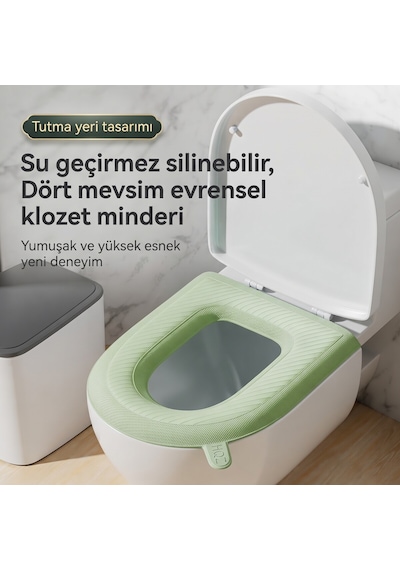 Bakgelal Yumuşak Klozet Minderi Yıkanabilir Silinebilir Esnek Klozet Oturma Pedi - 9010462445883 Açık Yeşil