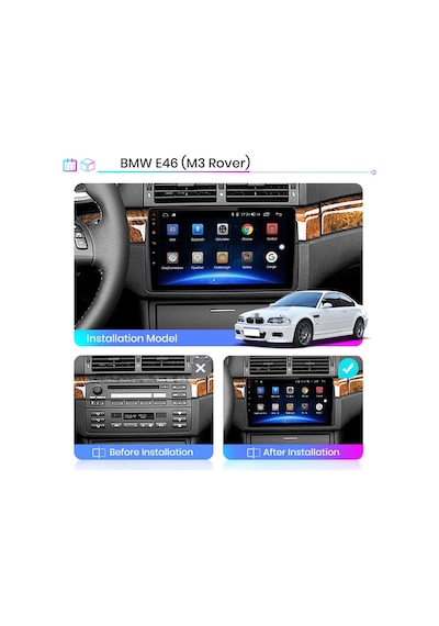 ExvoL  Bmw E46 Multimedya 9 İnc Hd Ips Ekran Android 10.1 Sürüm Ram 2 Hafıza 32