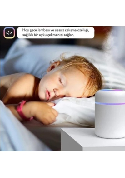 Hava Nemlendirici Ortam Nemlendirici Işıklı Hava Nemlendirici Makinesi Ve Aroma Difüzörü H2o Beyaz, Gri, Pembe Ka