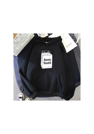 Tarzsokak Siyah Unisex S-sonic Gençlik Müzik Grubu Harajuku Kapüşonlular Moda Punk Yakışıklı Manga Baskı Ka