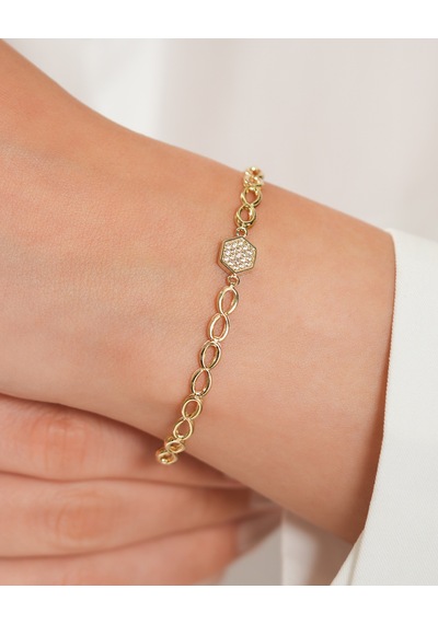 Debora Jewelry 14 Ayar Altın Sonsuzluk Taşlı Bileklik