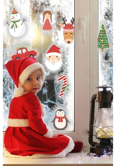 MSticker Yılbaşı Özel Figürler Çocuk Bebek Odası Sticker Seti