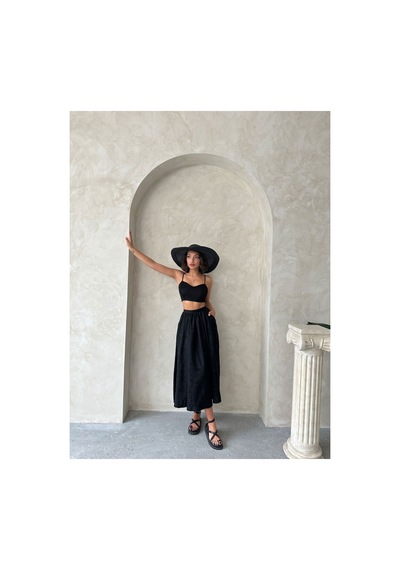 Verymoda Nakışlı Etek F1901 Siyah Siyah
