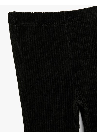 Koton Beli Lastikli Basic İspanyol Paça Kadife Tayt Siyah 6wmg40075ak Siyah