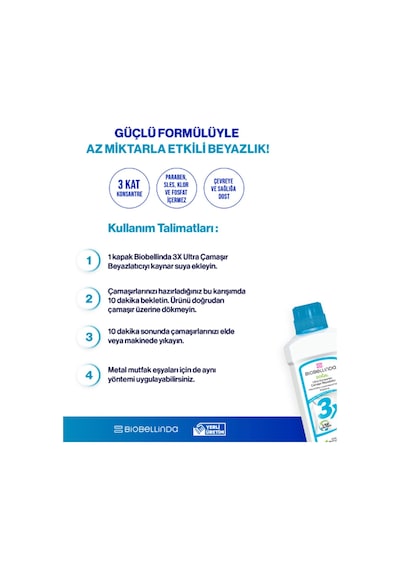 Biobellinda 3x Ultra Konsantre Çamaşır Beyazlatıcı 750 G X 2 Adet