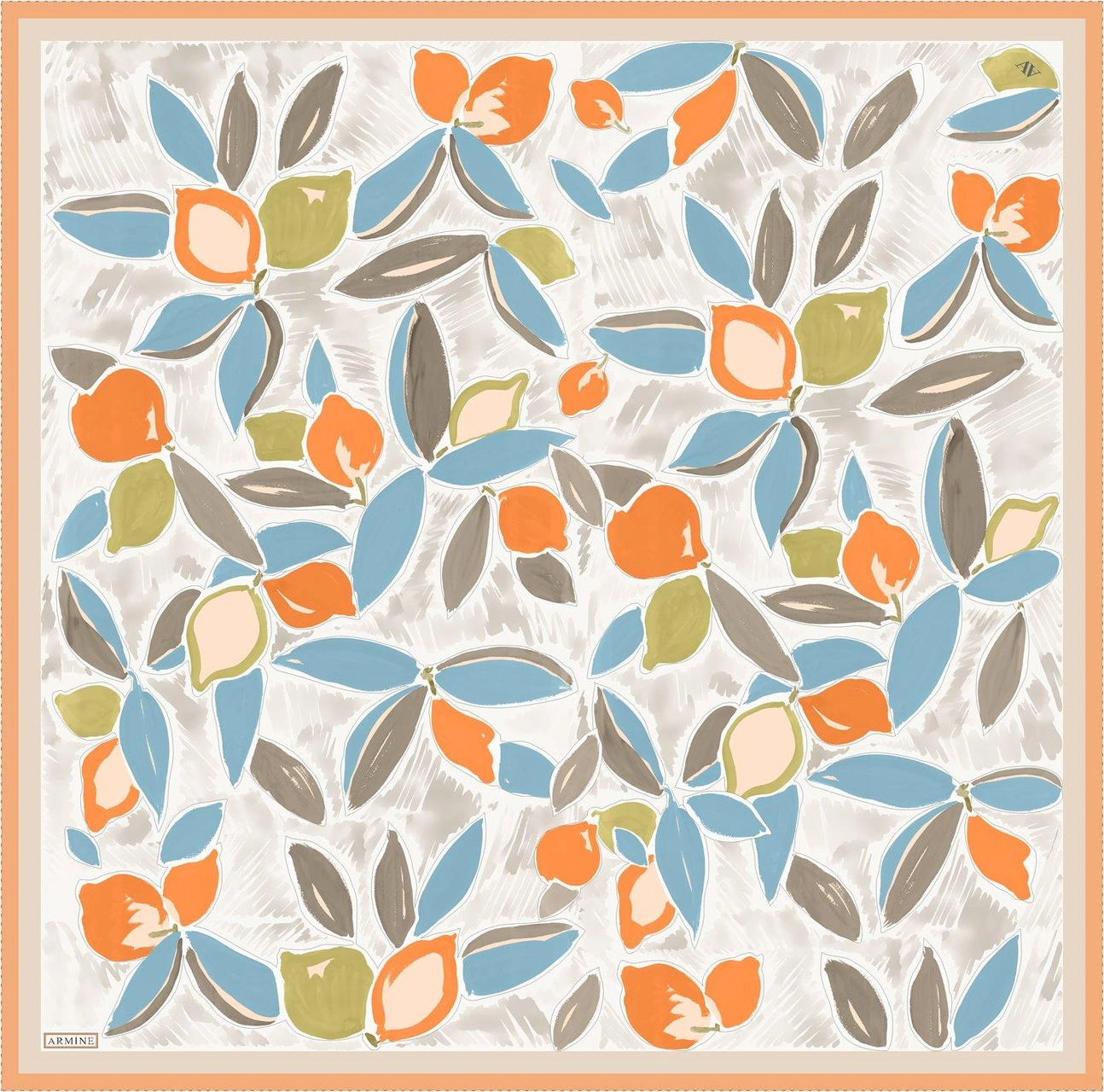 Armine Obje Desenli Saf İpek Twill Eşarp 9314d 36 Çok Renkli