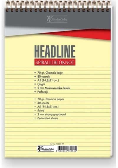 Keskin Color K.Color Headline A5 Üstten Spiralli 80Yp Çizgisiz De