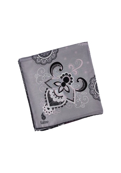 Mim Eşarp Mısırlı Eşarpları Mısırlı Eşarp Alize Krep Etnik Desenli Eşarp 140x140 Cm Gri - Füme