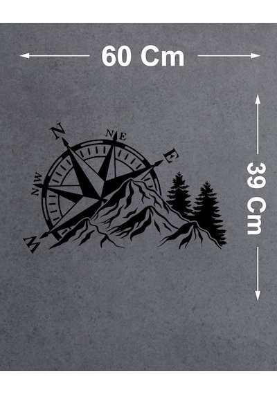 Pusula Dağ Ve Orman Sticker - Araba Oto Motosiklet Karavan Araç Sticker - 00342 60X39 Cm