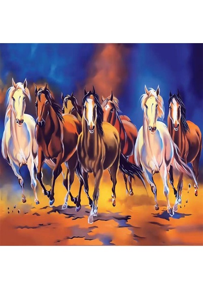 Koşan Atlar Sayılarla Boyama Seti - 40x50cm, Çerçeveli