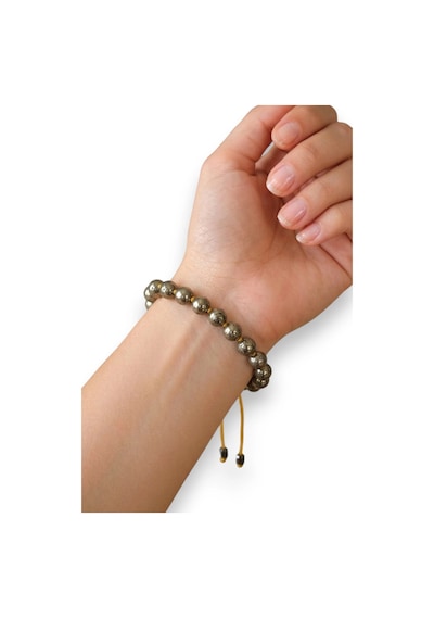8 Mm Pirit Taşı Bileklik Makrome Ayarlı 525-2 Altın