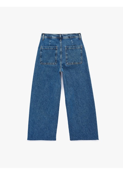 Koton Düğmeli Yüksek Bel Rahat Kesim Denim Pantolon - Culotte Jeans Orta İndigo 6sal40112md Koton Düğmeli Yüksek Bel Rahat Kesim Denim Pantolon - Culotte Jeans Orta İndigo 6sal40112md