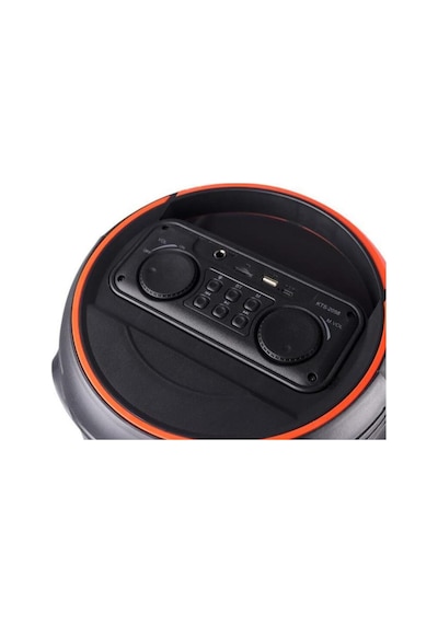 2058 Çift Kablosuz Mikrofonlu Rgb Ledli Taşınabilir Bluetooth Hoparlör Parti Speaker Fm / Usb / Tf