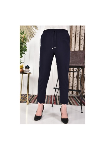 Ggmm Beli Lastikli Dabıl Kumaş Pantolon Lacivert - 621259658 Lacivert