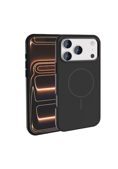 Zore Apple iPhone Uyumlu 17 Pro Max Kılıf M-safe Şarj Özellikli Metal Kamera Çerçeveli Edi Silikon Kapak Siyah