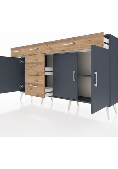 Arges Konsol 2 Raflı 5 Çekmeceli 3 Kapaklı 176x30x99 Antrasit-antrasit/çam Antrasıt/atlas Çam - Antrasıt Arges Konsol 2 Raflı 5 Çekmeceli 3 Kapaklı 176x30x99 Antrasit-antrasit/çam Antrasıt/atlas Çam - Antrasıt