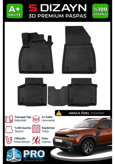 Renault Duster 4x4 3d Pro Havuzlu Paspas 2024 Üzeri A+ Kalite 3ds-sdz171
