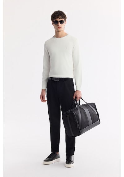 Avva Erkek Ekru Bisiklet Yaka Dokulu Rayon Tüylenmeyen Regular Fit Triko Kazak A51y5156