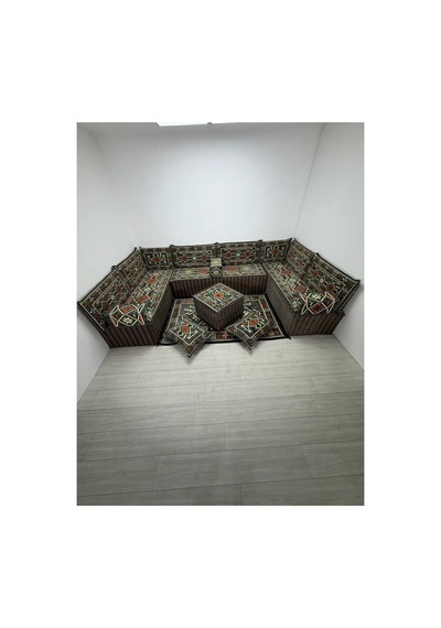 Gri Anadolu Modeli U Şark Köşesi Seti 40 Cm Ultra Süngerli Çökmeyen Yer Minderli