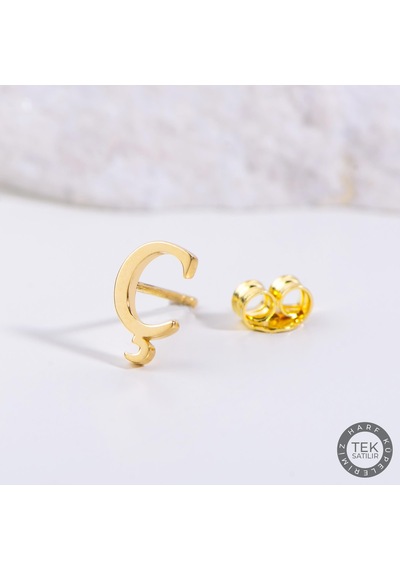 Goldkupe 14 Ayar Altın Ç Harf Küpe 0,44 Gr-1360