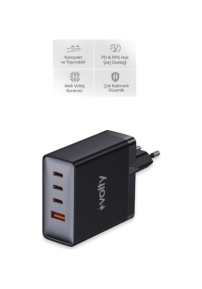 Hızlı Şarj Adaptörü 100w Gan + Type-c Kablo 100w Pd 4 Port, İphone & Samsung Uyumlu V0102015