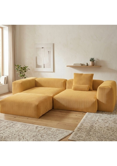 Relax Köşe Koltuk Takımı Sünger Koltuk Kanepe Divan Hardal