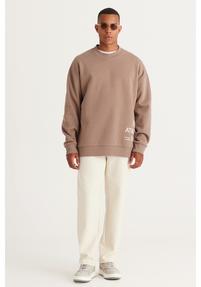 AC&Co / Altınyıldız Classics Erkek Bej Oversize Fit Bol Kesim İçi Polarlı Pamuklu Baskılı Sweatshirt Bej AC&Co / Altınyıldız Classics Erkek Bej Oversize Fit Bol Kesim İçi Polarlı Pamuklu Baskılı Sweatshirt Bej