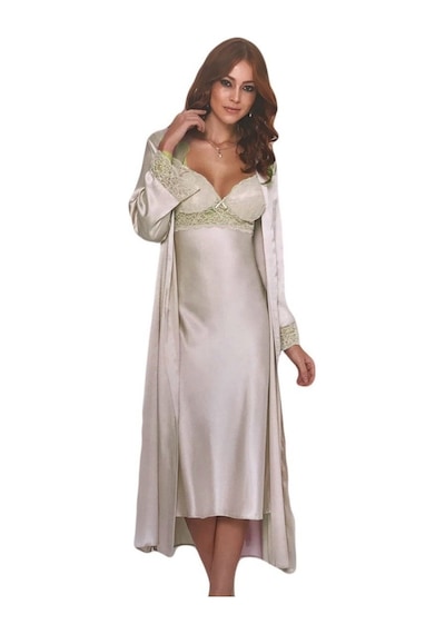 Ceyyiz Pierre Cardin Uzun Saten Sabahlık Gecelik Set 4370