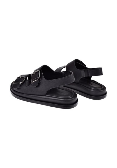 Castle Black Çift Tokalı Kadın Sandalet Cb-35176 Siyah Siyah