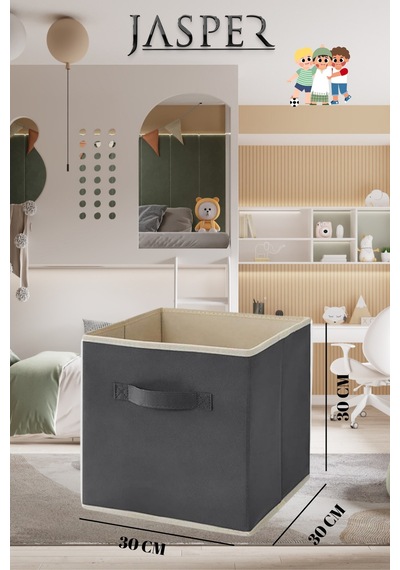 Jasper Dolap Içi Düzenleyici , Çamaşır Oyuncak Saklama Kutusu Sepet Organizer 33x30x30 Antrasit - Gri