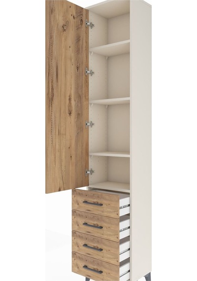 Arges Dolap 4 Raflı 4 Çekmeceli Tek Kapaklı 44x30x221 Aytaşı-çam Aytaşı