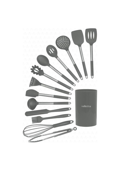 Mora 14 Parça Paslanmaz Çelik Silikon Uçlu Spatula Mutfak Seti Gri Çok Renkli